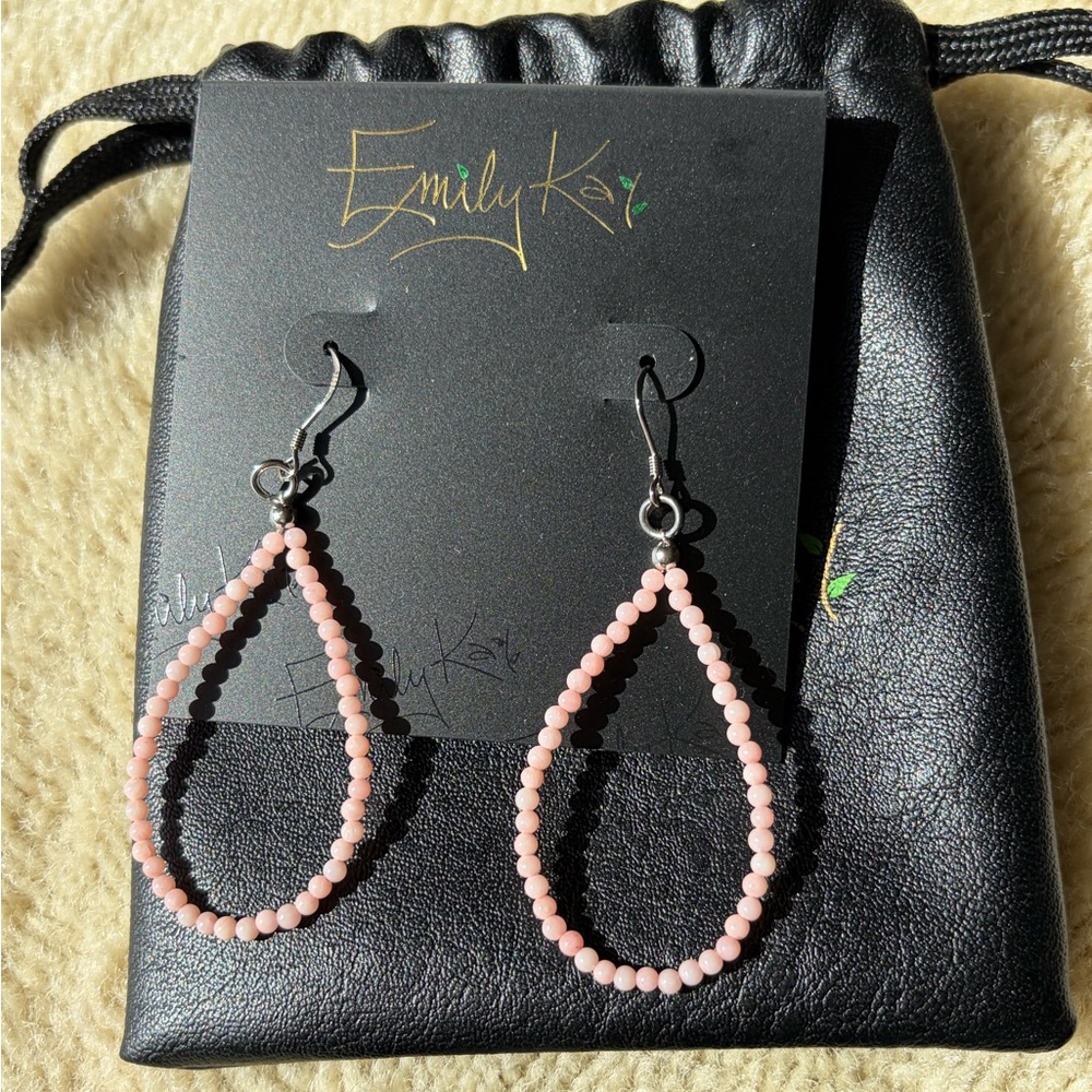 Emily Kai Pink Coral Gemstone Hoop Earrings